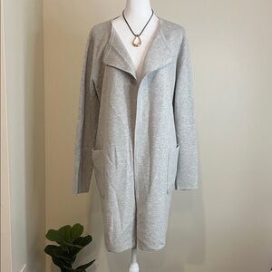 J. Crew Women’s Light Gray Open Front Long Sweater Cardigan Size M